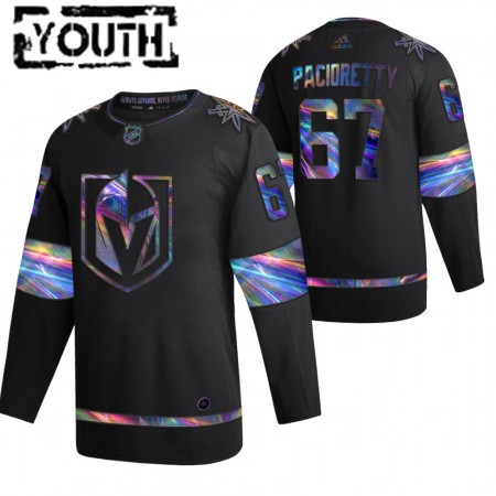 Vegas Golden Knights Max Pacioretty 67 2021-22 Iriserend holografisch Zwart Authentic Shirt - Kinderen